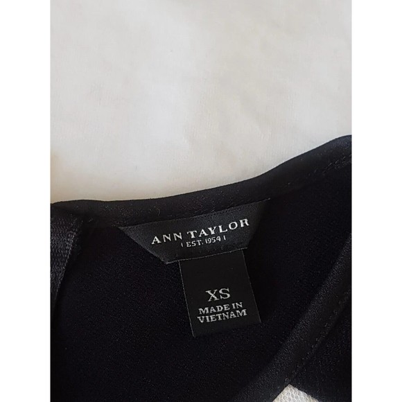 Ann Taylor Womens Blouse Top Sz XS Sleeveless Mesh Ivory Black Stretch Cocktail - Picture 9 of 12